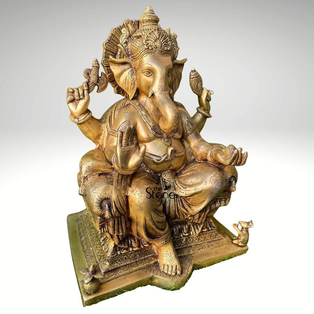 Brass Ganesha Idol For Home 1.5ft: Buy Best - The Stone Studio