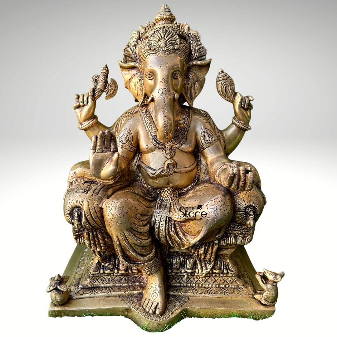 Brass Ganesha Idol For Home 1.5ft: Buy Best - The Stone Studio